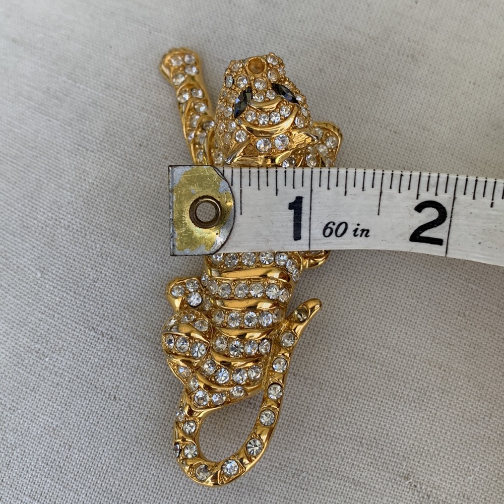 Vintage Trifari 1991 Rare gold tone pave limited edition crystal tiger brooch - Picture 7 of 9